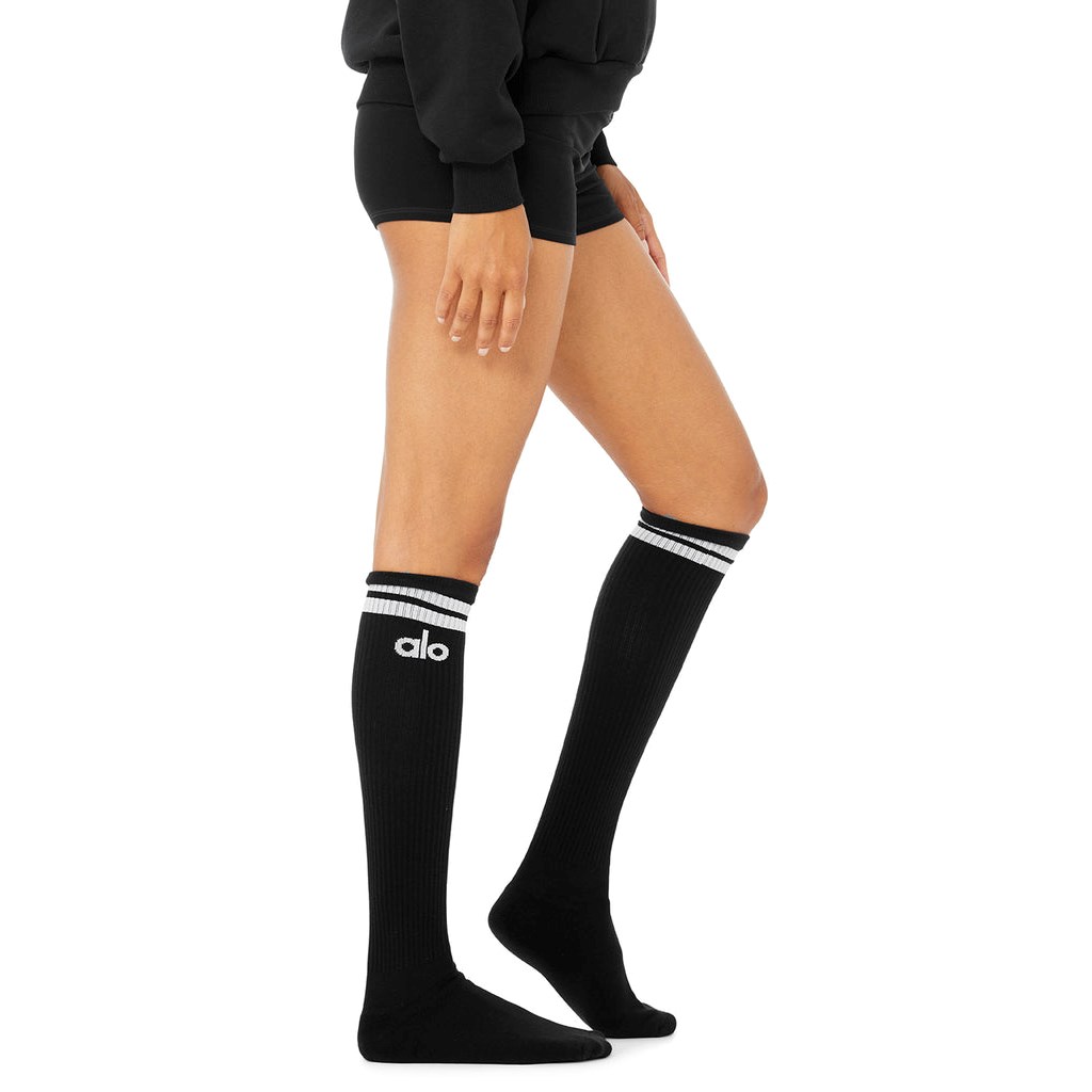 Calcetines Alo Yoga Knee-High Throwback Mujer Negros | CMOW70598