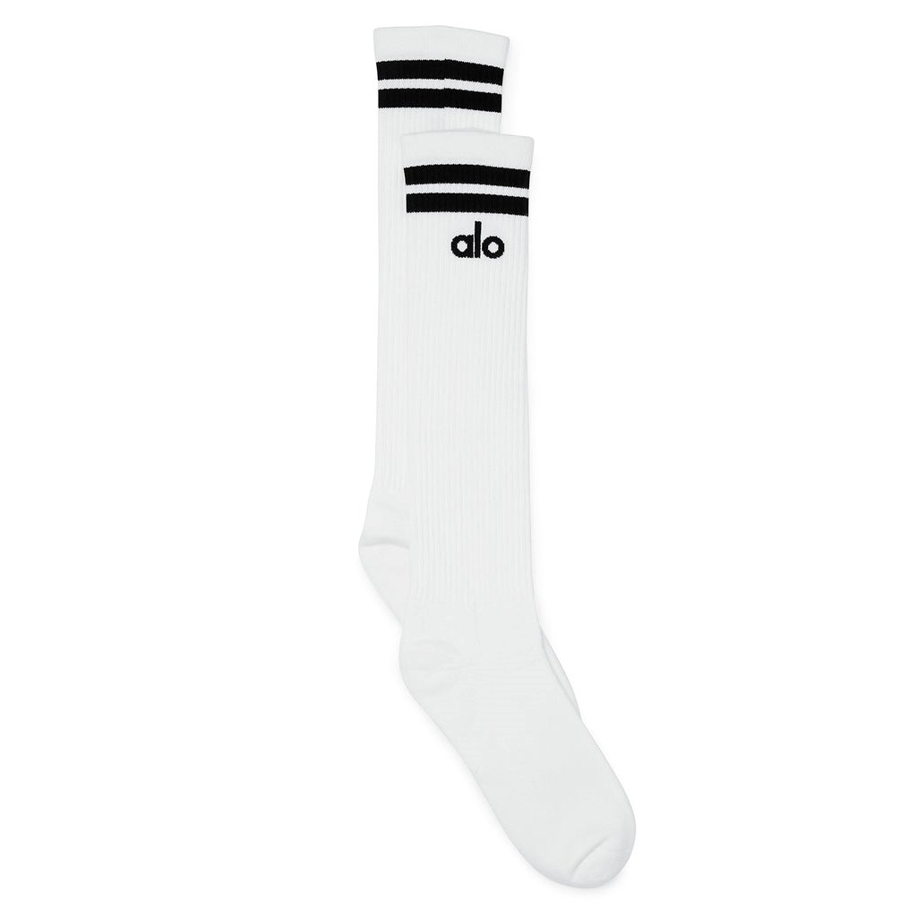 Calcetines Alo Yoga Knee-High Throwback Mujer Blancos | EMIR47182