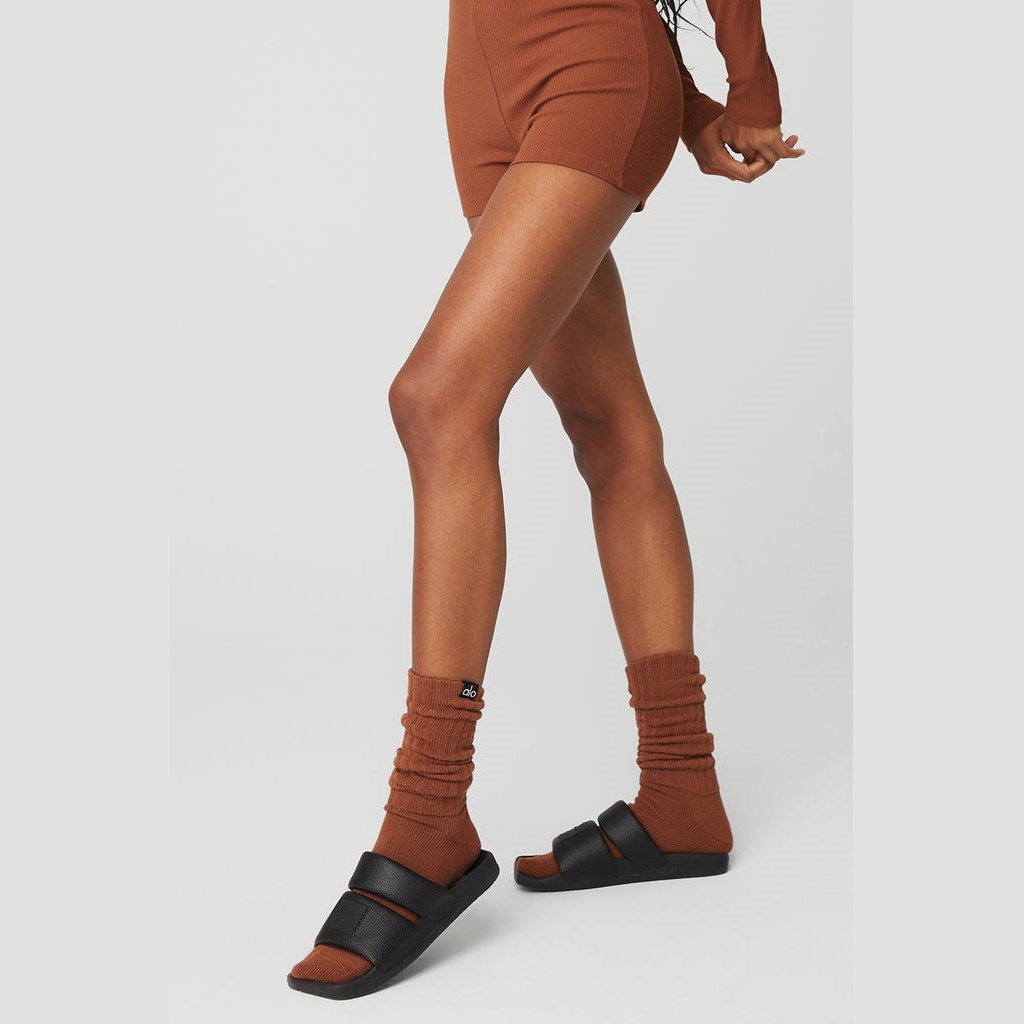 Calcetines Alo Yoga Scrunch Mujer Marrom | TAEN91670