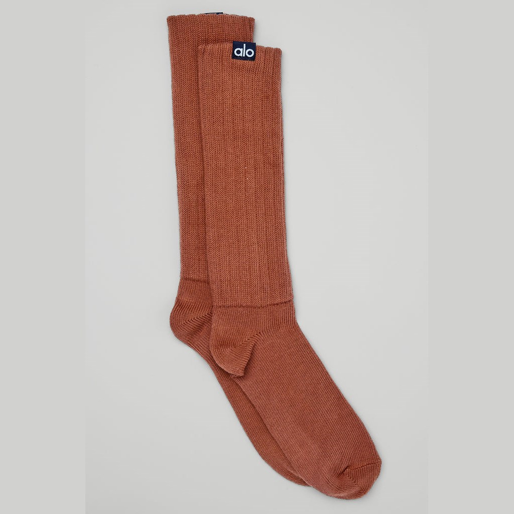 Calcetines Alo Yoga Scrunch Mujer Marrom | TAEN91670