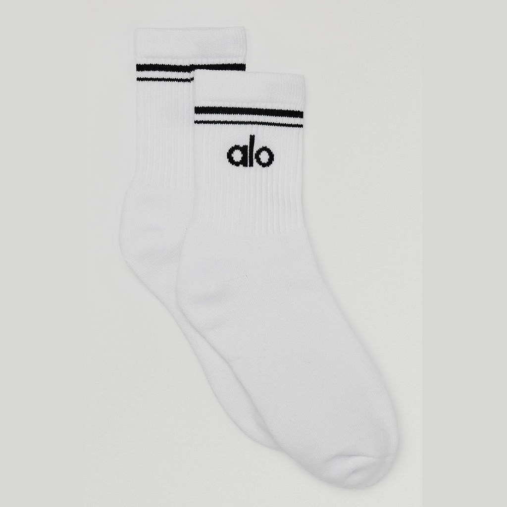 Calcetines Alo Yoga Unisex Half-Crew Throwback Mujer Blancos | BWRN83906