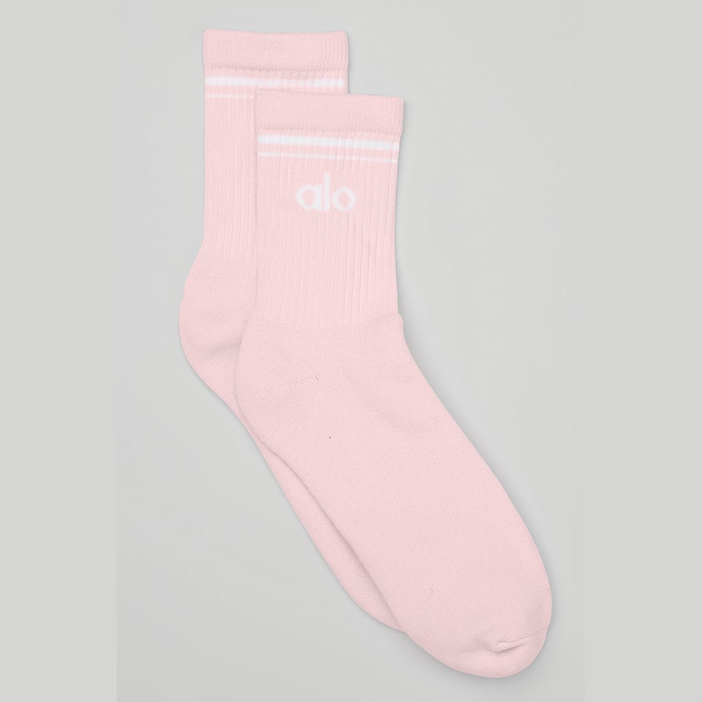 Calcetines Alo Yoga Unisex Half-Crew Throwback Hombre Rosas | KUAS32784