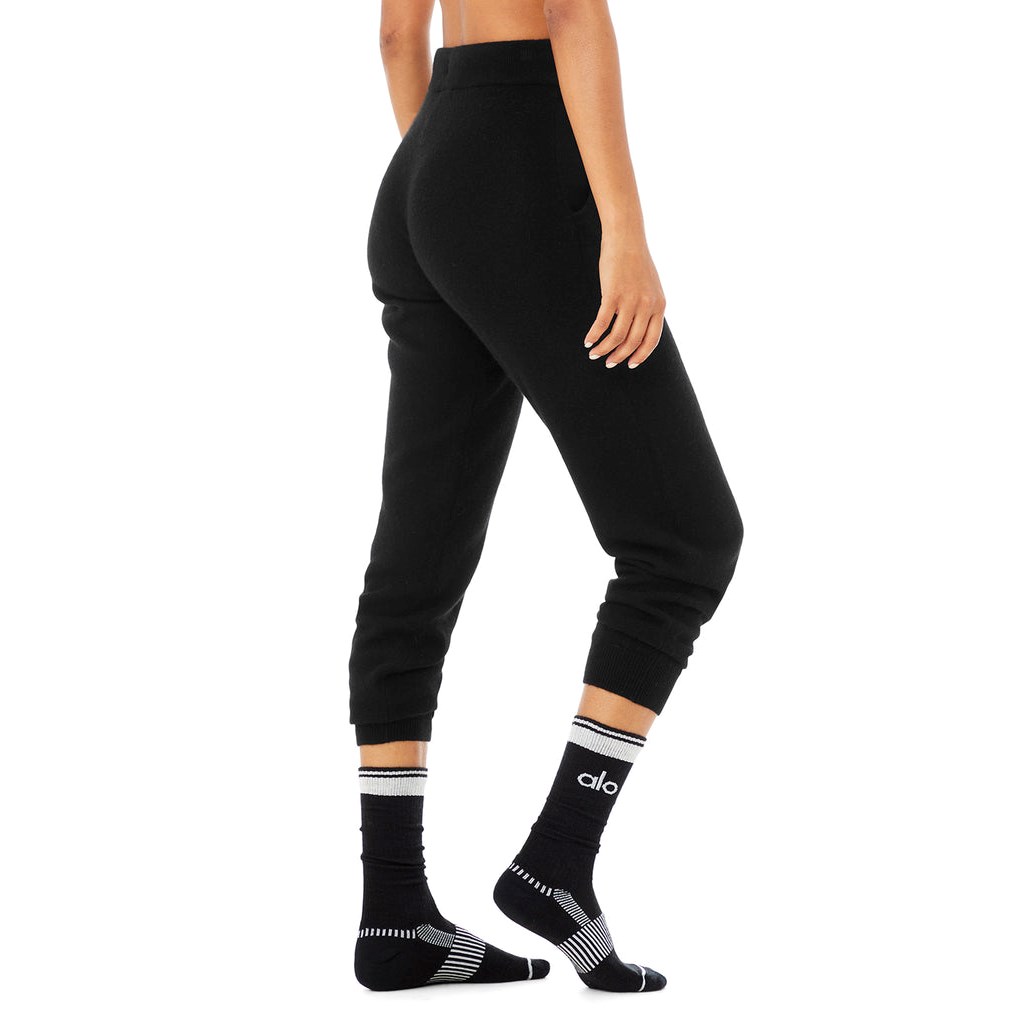 Calcetines Alo Yoga Wool-Tech Crew Mujer Negros | YVWC09713