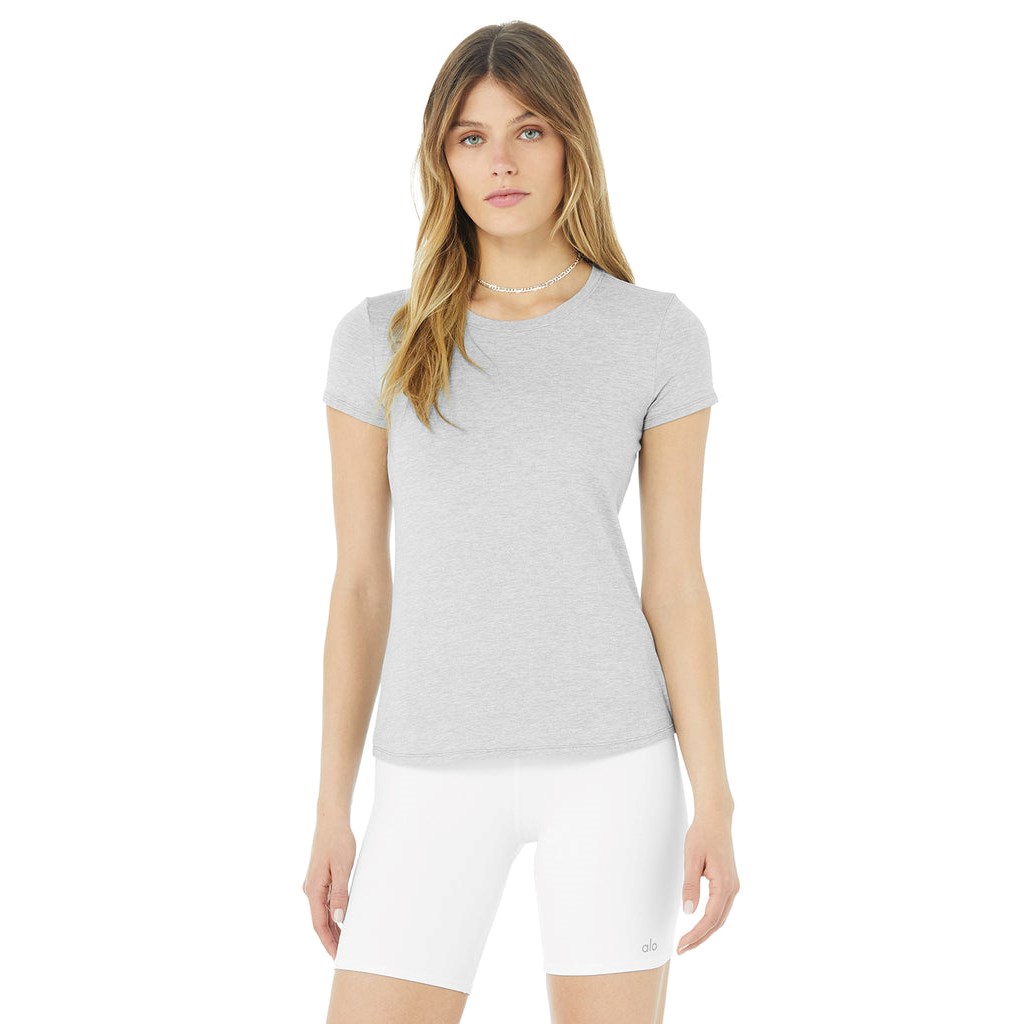 Camiseta Alo Yoga Alosoft Finesse Corta Sleeve Mujer Grises | SNLI68274