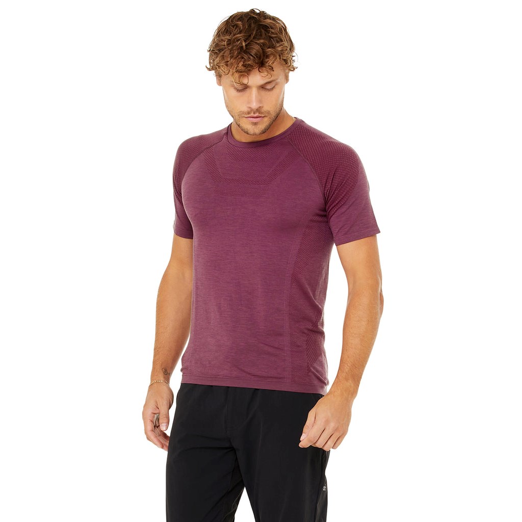 Camiseta Alo Yoga Amplify Seamless Corta Sleeves Hombre Rojos | FUSQ84971