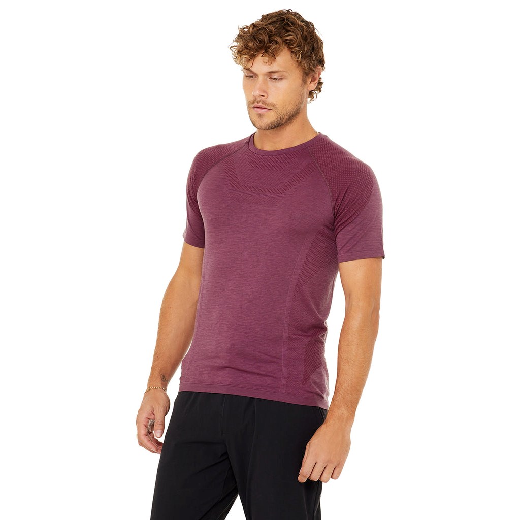 Camiseta Alo Yoga Amplify Seamless Corta Sleeves Hombre Rojos | FUSQ84971