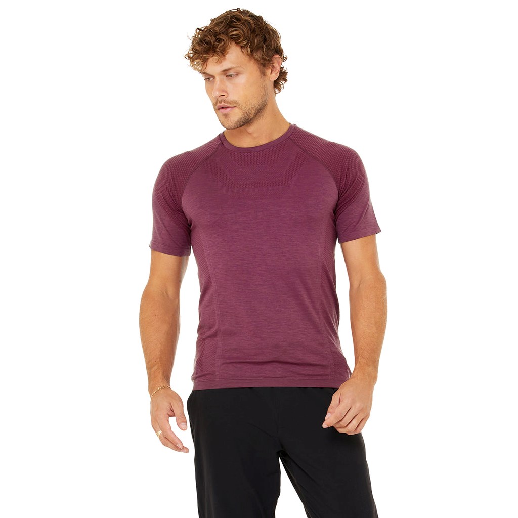 Camiseta Alo Yoga Amplify Seamless Corta Sleeves Hombre Rojos | FUSQ84971