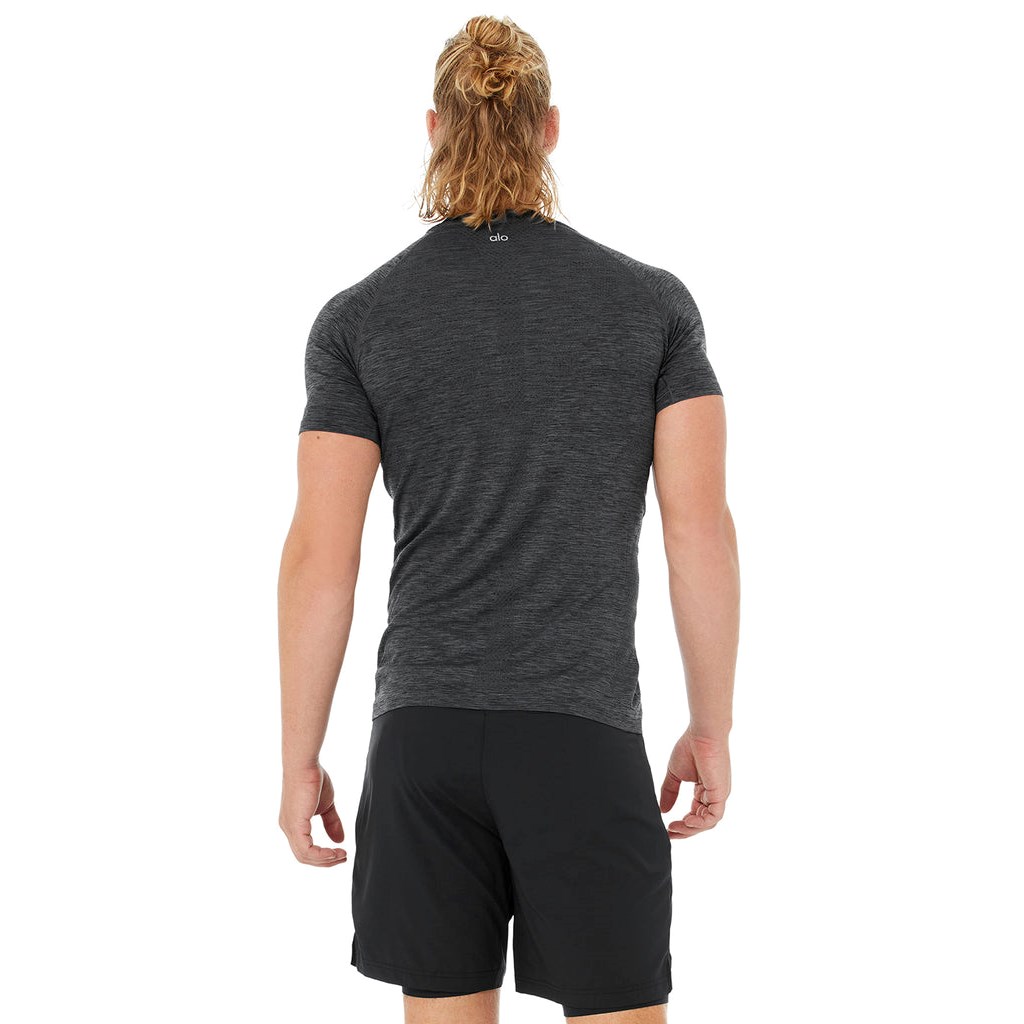 Camiseta Alo Yoga Amplify Seamless Corta Sleeves Hombre Negros | TAUE98376