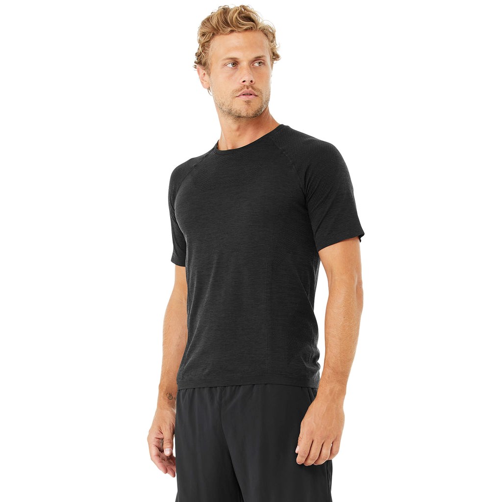 Camiseta Alo Yoga Amplify Seamless Corta Sleeves Hombre Negros | ZBUK76493