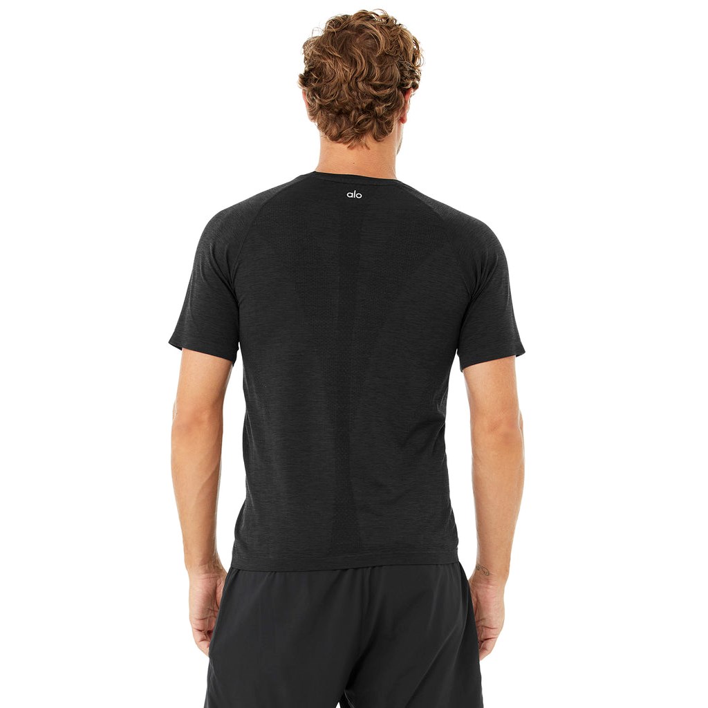 Camiseta Alo Yoga Amplify Seamless Corta Sleeves Hombre Negros | ZBUK76493