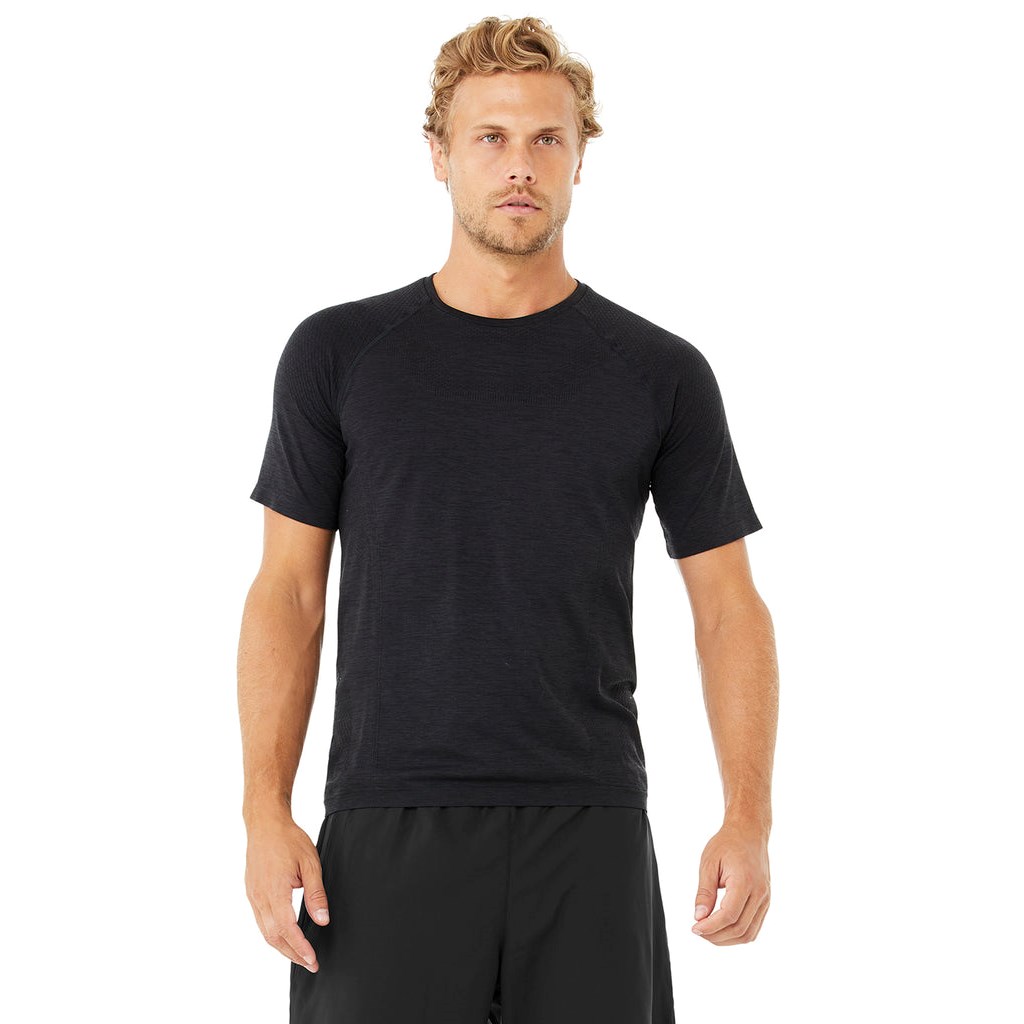 Camiseta Alo Yoga Amplify Seamless Corta Sleeves Hombre Negros | ZBUK76493
