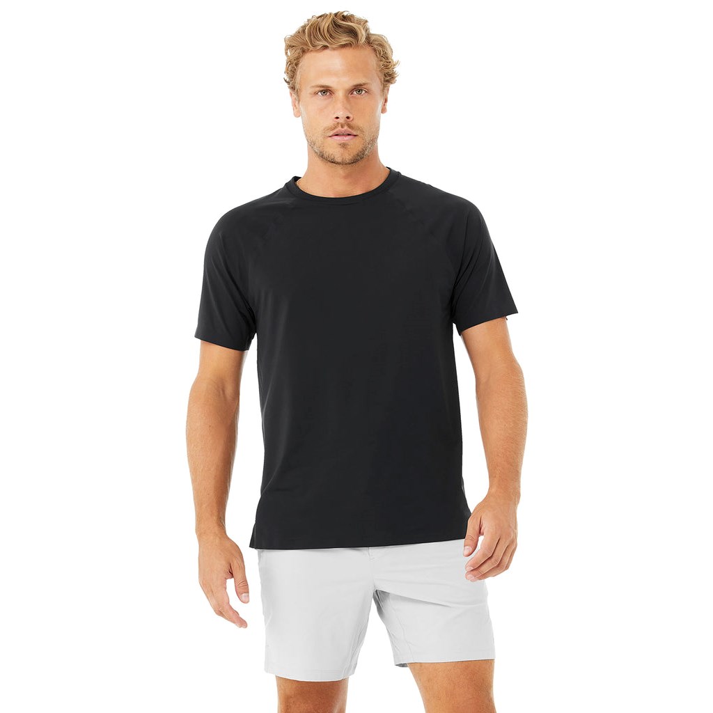 Camiseta Alo Yoga Idol Performance Corta Sleeves Hombre Negros | CSTY05694