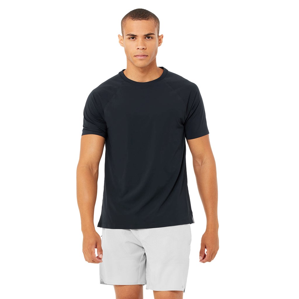 Camiseta Alo Yoga Idol Performance Corta Sleeves Hombre Azules | TWBA78063