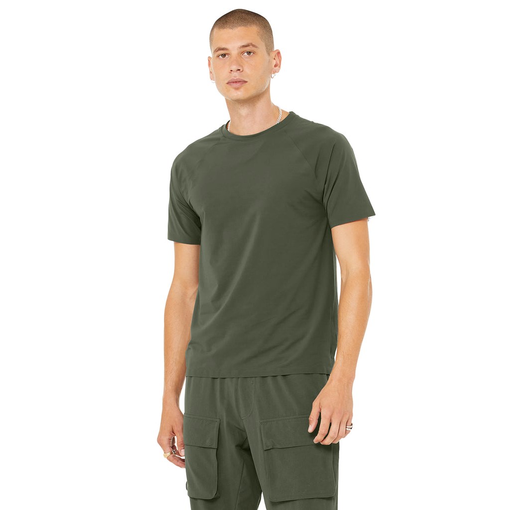Camiseta Alo Yoga Idol Performance Corta Sleeves Hombre Verdes | WART35642