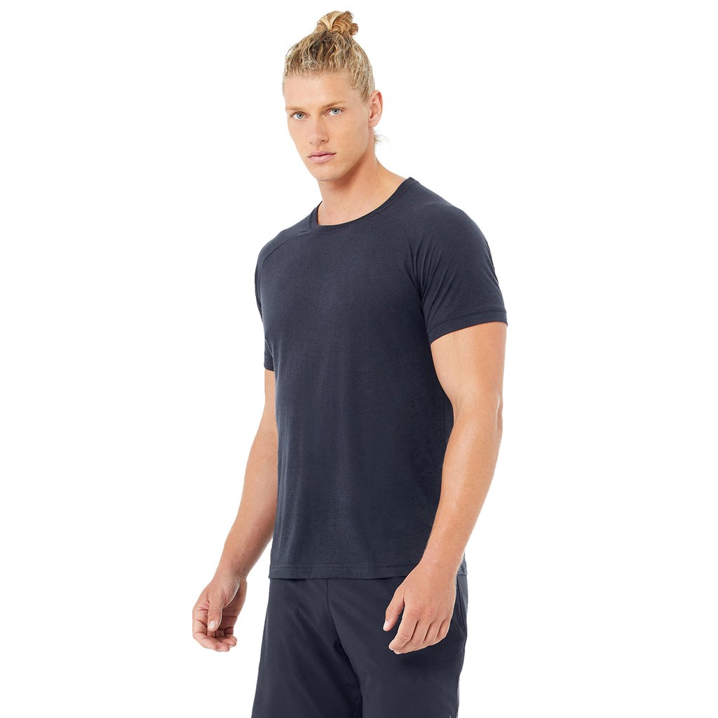 Camiseta Alo Yoga The Triumph Crew Neck Corta Sleeves Hombre Azules | CBIT52186