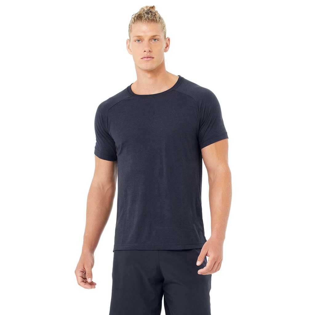 Camiseta Alo Yoga The Triumph Crew Neck Corta Sleeves Hombre Azules | CBIT52186