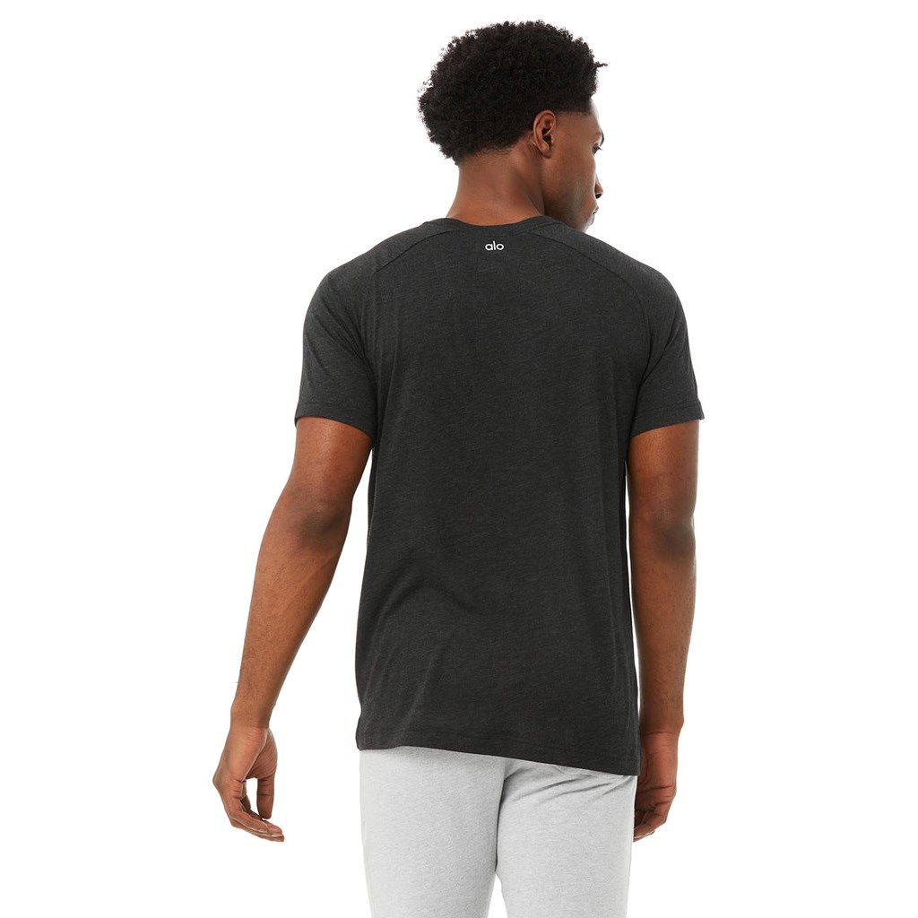 Camiseta Alo Yoga The Triumph Crew Neck Corta Sleeves Hombre Negros | NZAE65970