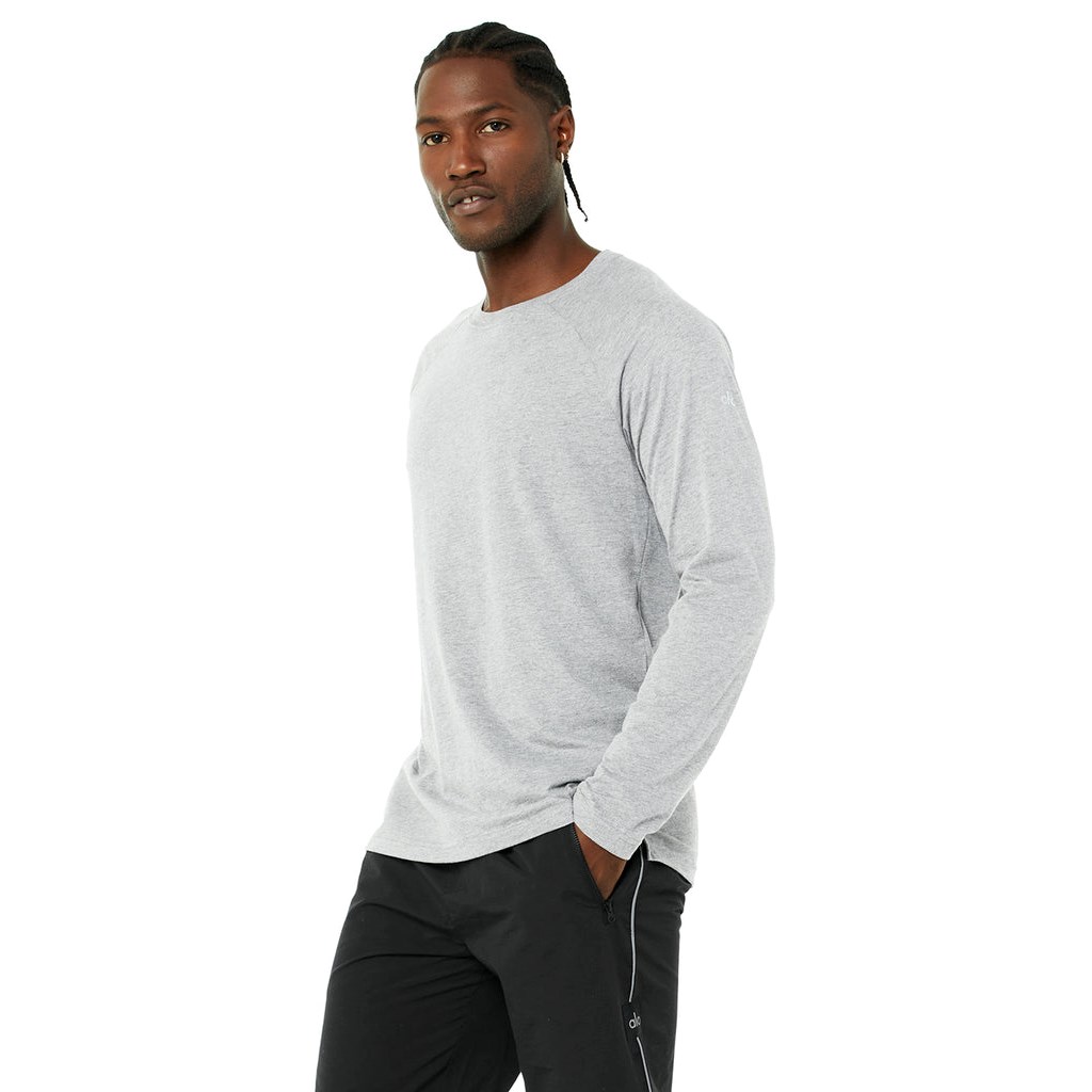Camiseta Alo Yoga Triumph Long Sleeve Hombre Grises | AQJB57610