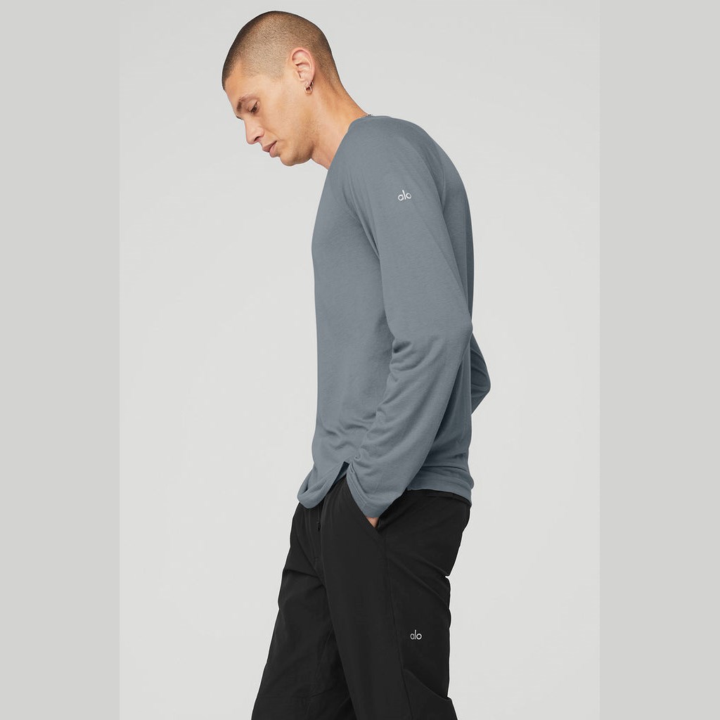 Camiseta Alo Yoga Triumph Long Sleeve Hombre Azules | CSXY78209