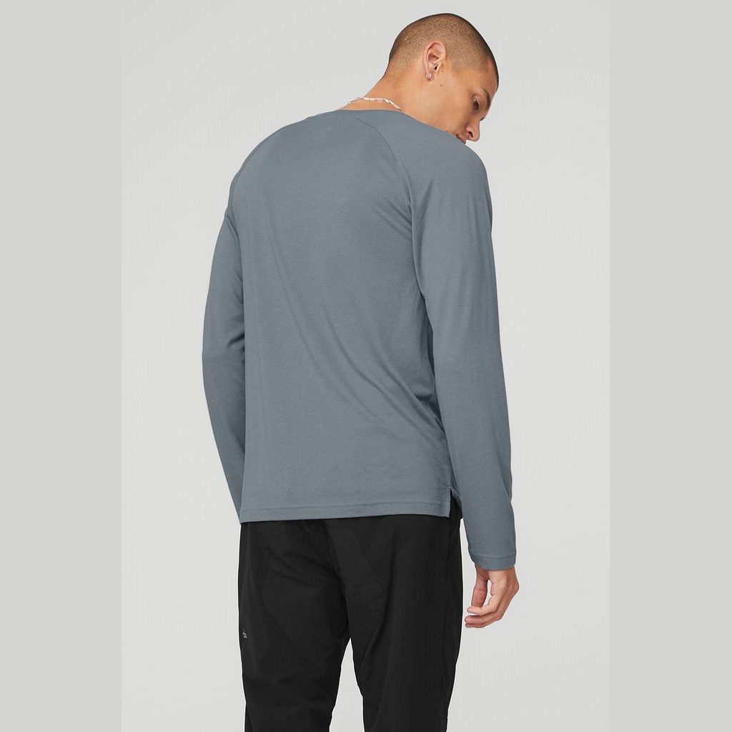 Camiseta Alo Yoga Triumph Long Sleeve Hombre Azules | CSXY78209
