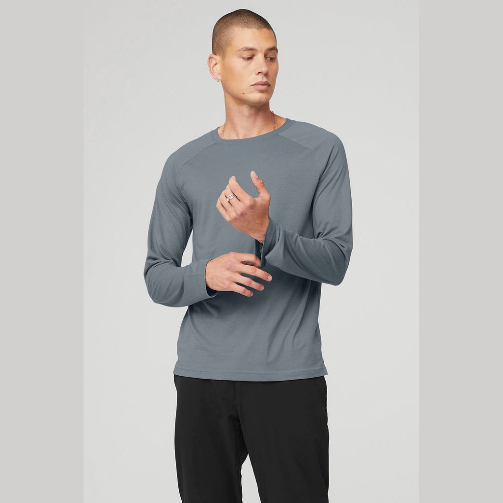 Camiseta Alo Yoga Triumph Long Sleeve Hombre Azules | CSXY78209