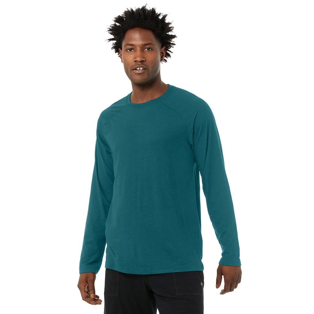 Camiseta Alo Yoga Triumph Long Sleeve Hombre Azules | EXRP42951