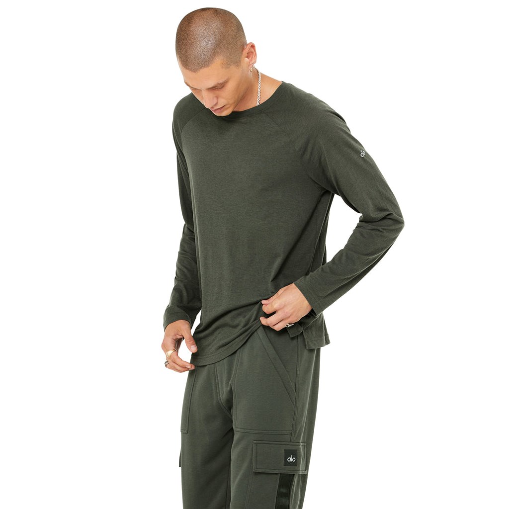 Camiseta Alo Yoga Triumph Long Sleeve Hombre Verdes | JSEM41279
