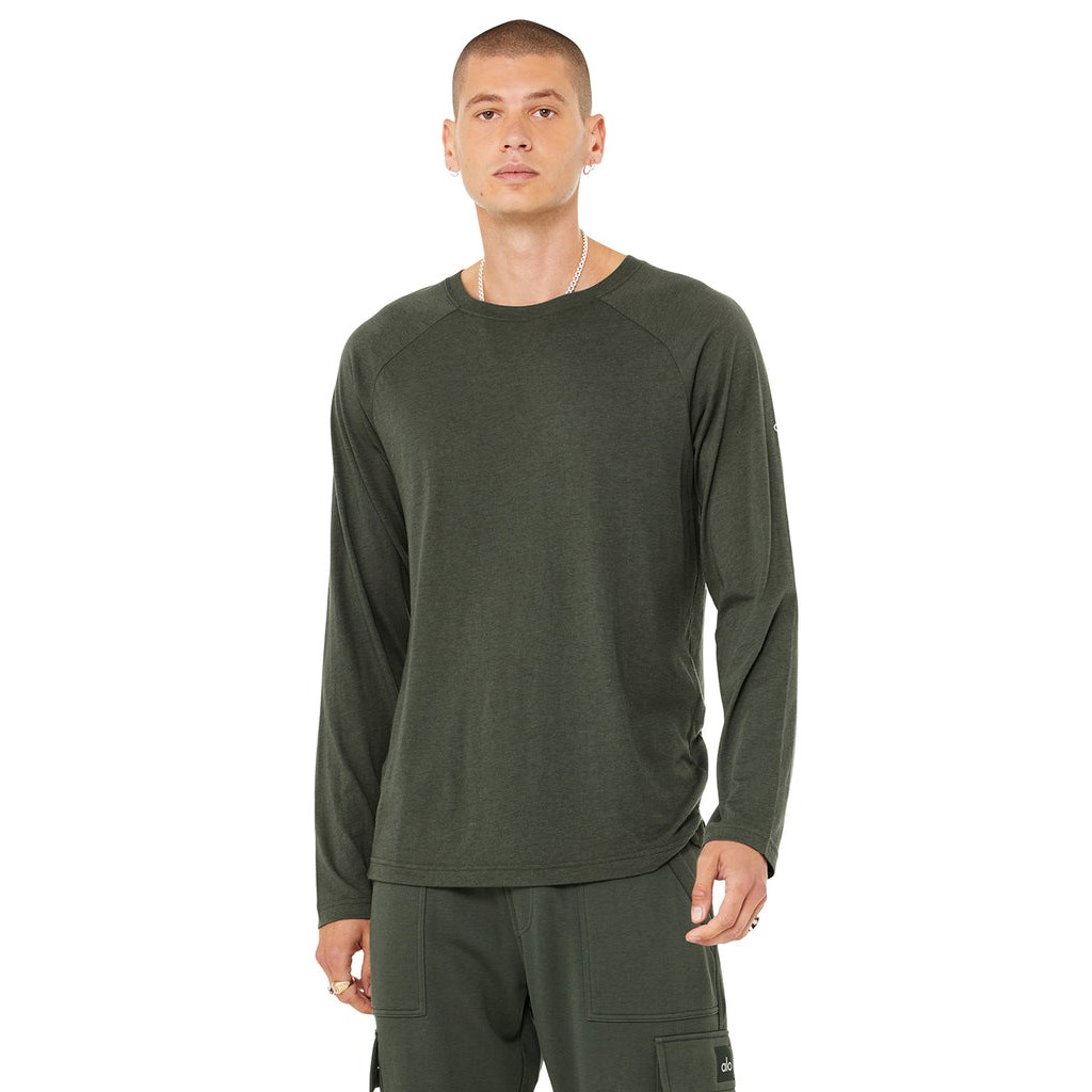 Camiseta Alo Yoga Triumph Long Sleeve Hombre Verdes | JSEM41279