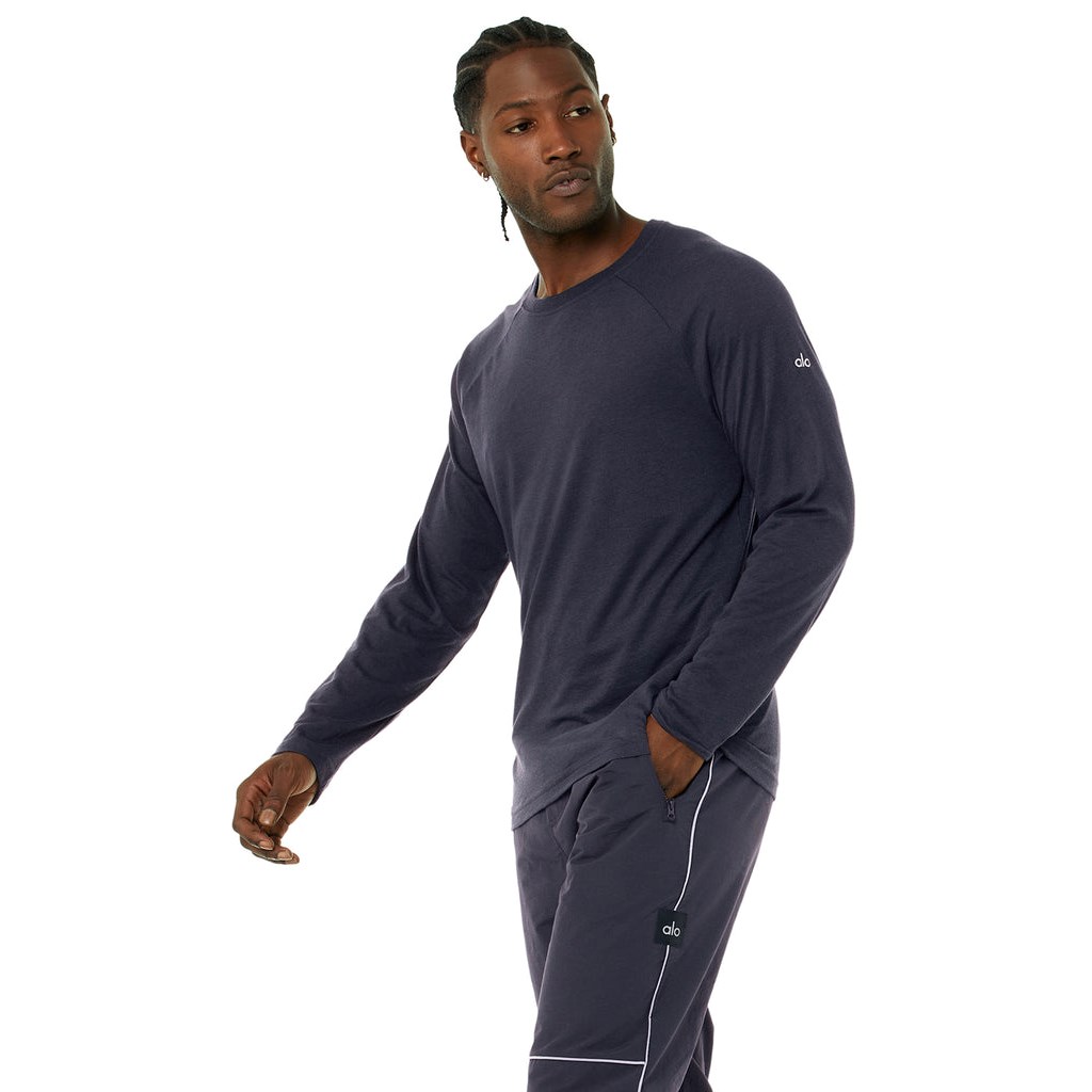 Camiseta Alo Yoga Triumph Long Sleeve Hombre Azules | YNIH94867