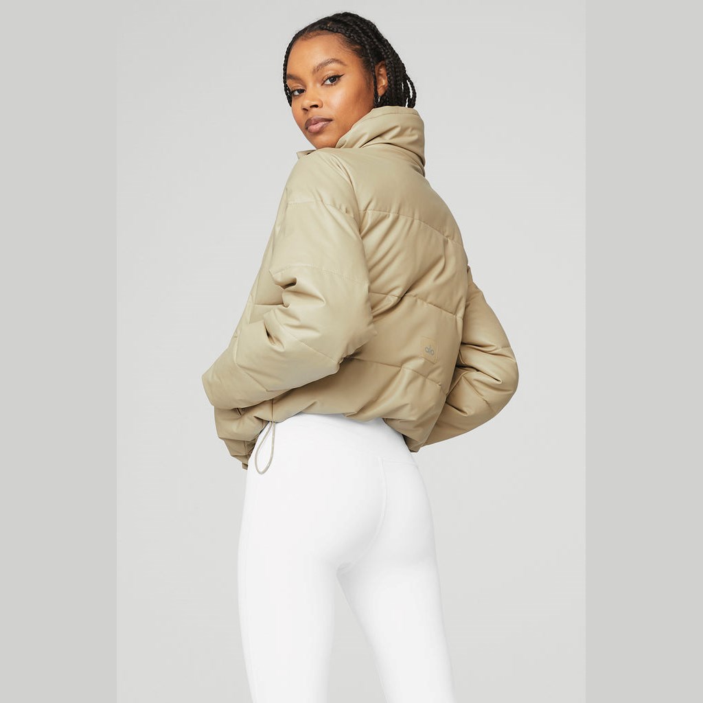 Chaquetas Alo Yoga Faux Cuero Gold Rush Puffer Mujer Beige | SQUT09476
