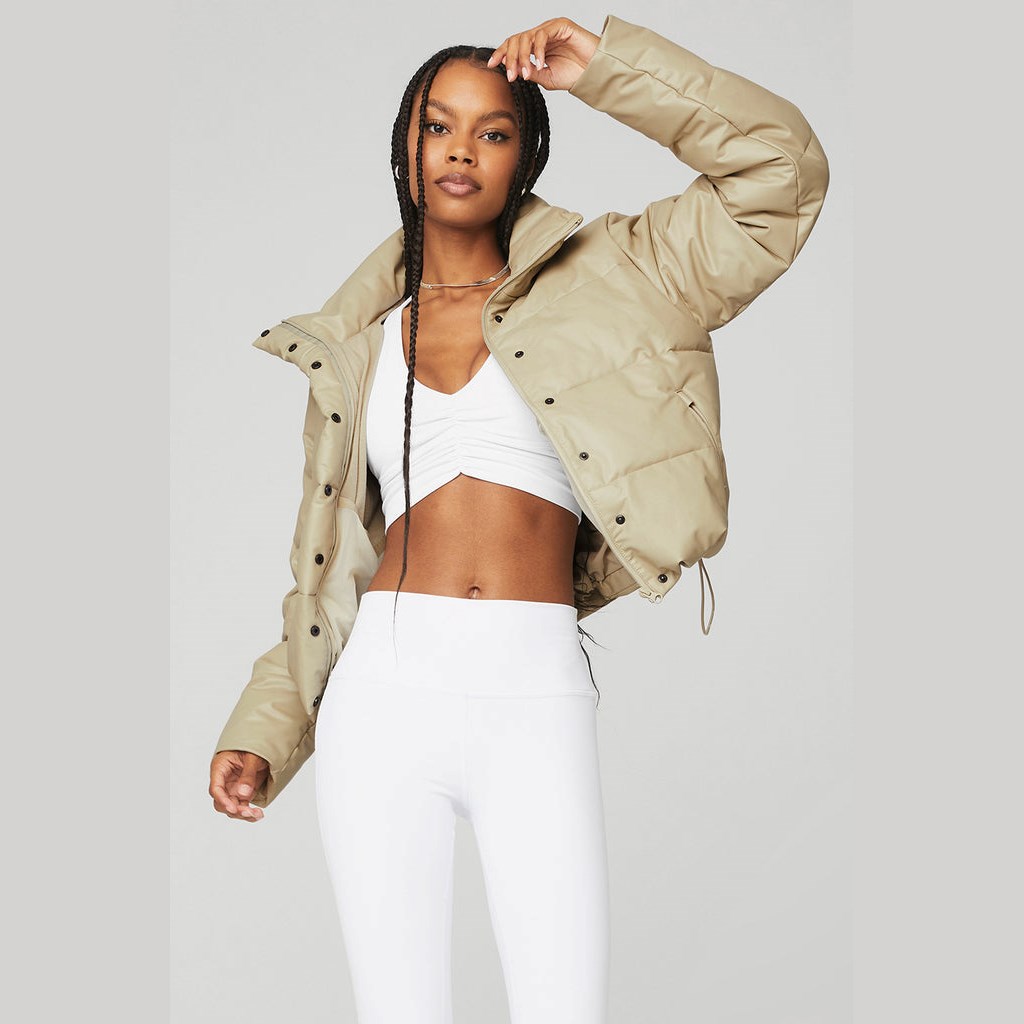Chaquetas Alo Yoga Faux Cuero Gold Rush Puffer Mujer Beige | SQUT09476