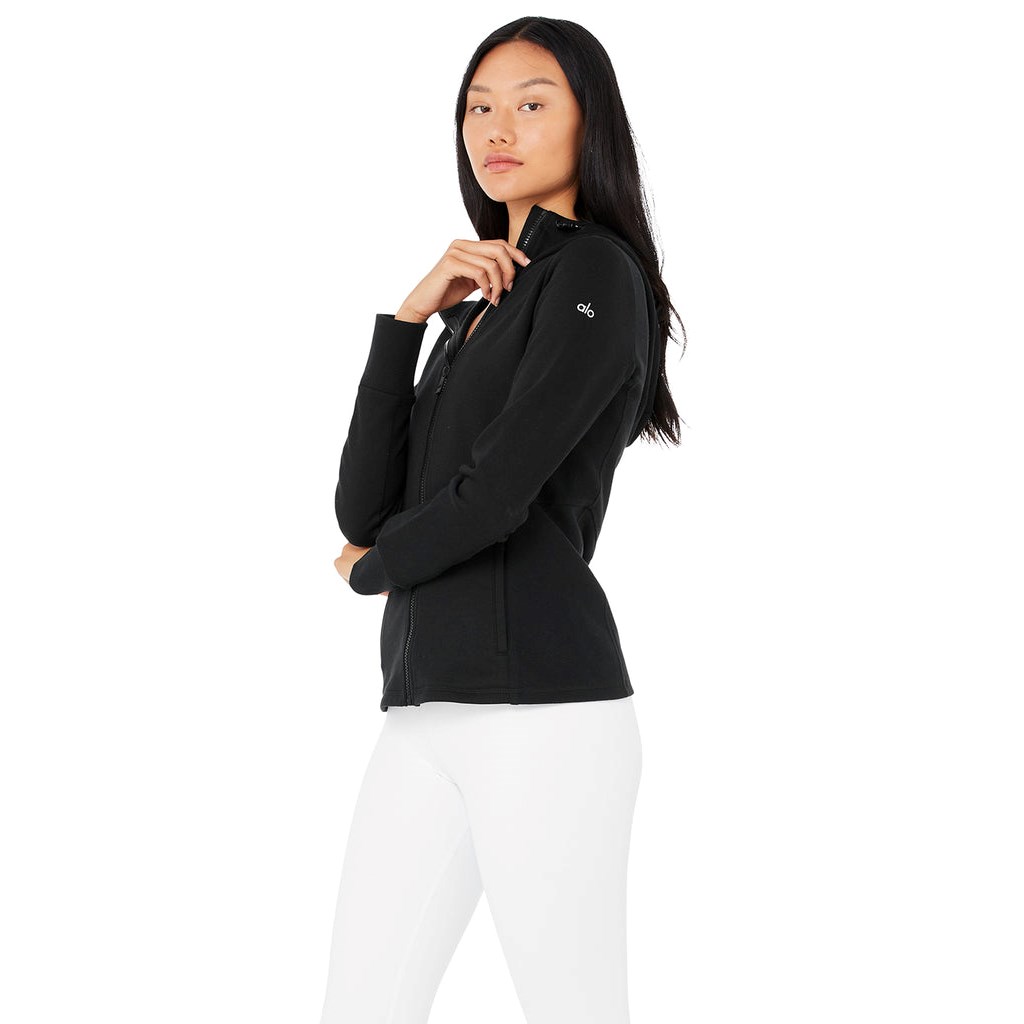 Chaquetas Alo Yoga Foundation Zip Mujer Negros | GWHV54609