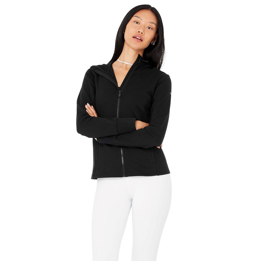 Chaquetas Alo Yoga Foundation Zip Mujer Negros | GWHV54609