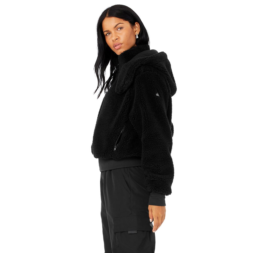 Chaquetas Alo Yoga Foxy Sherpa Mujer Negros | WQTF89073