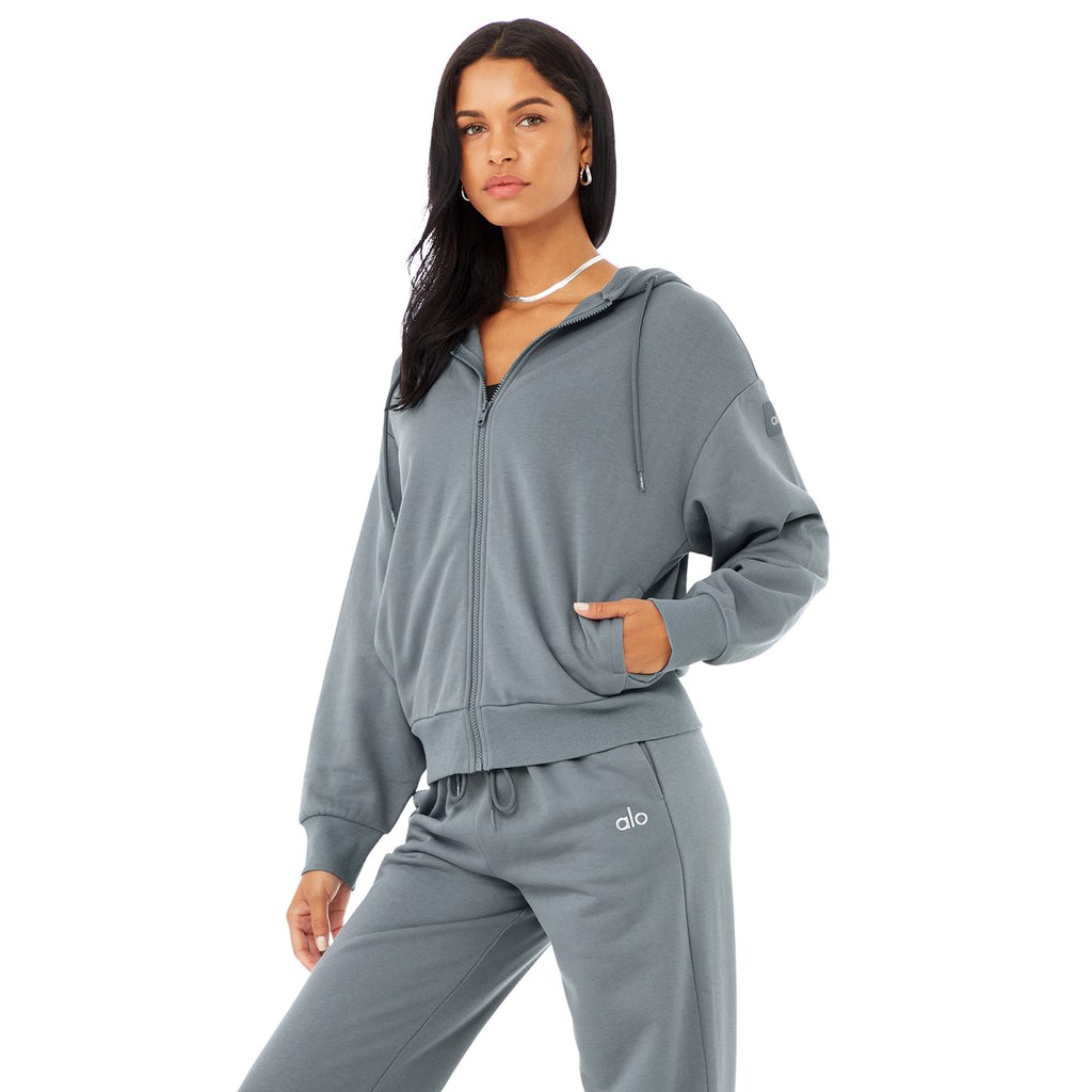 Chaquetas Alo Yoga Hype Full Zip Mujer Azules | XNTZ90312
