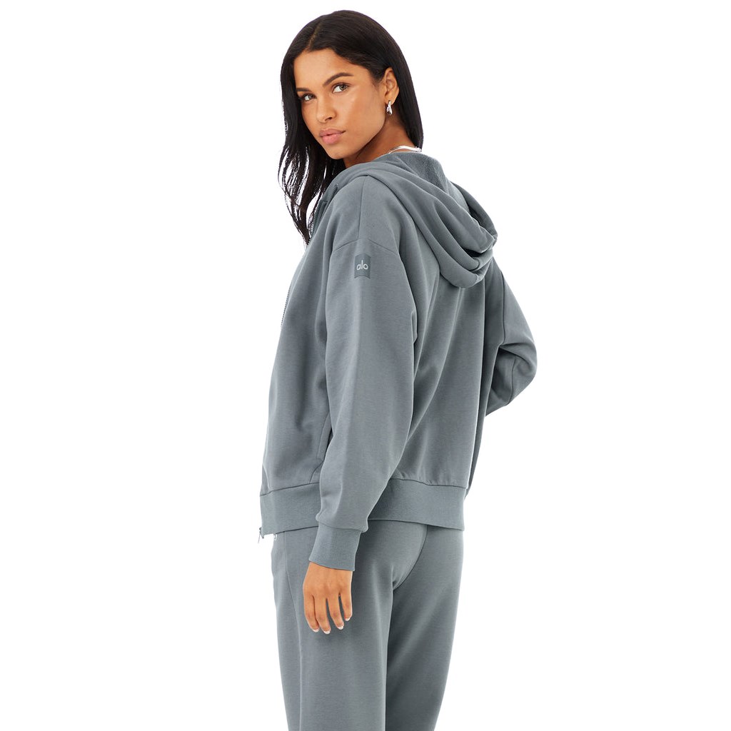 Chaquetas Alo Yoga Hype Full Zip Mujer Azules | XNTZ90312