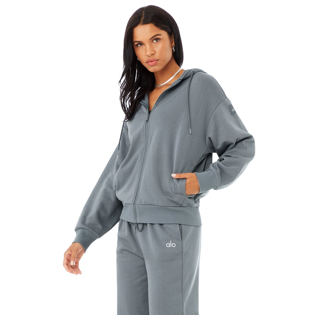 Chaquetas Alo Yoga Hype Full Zip Mujer Azules | XNTZ90312