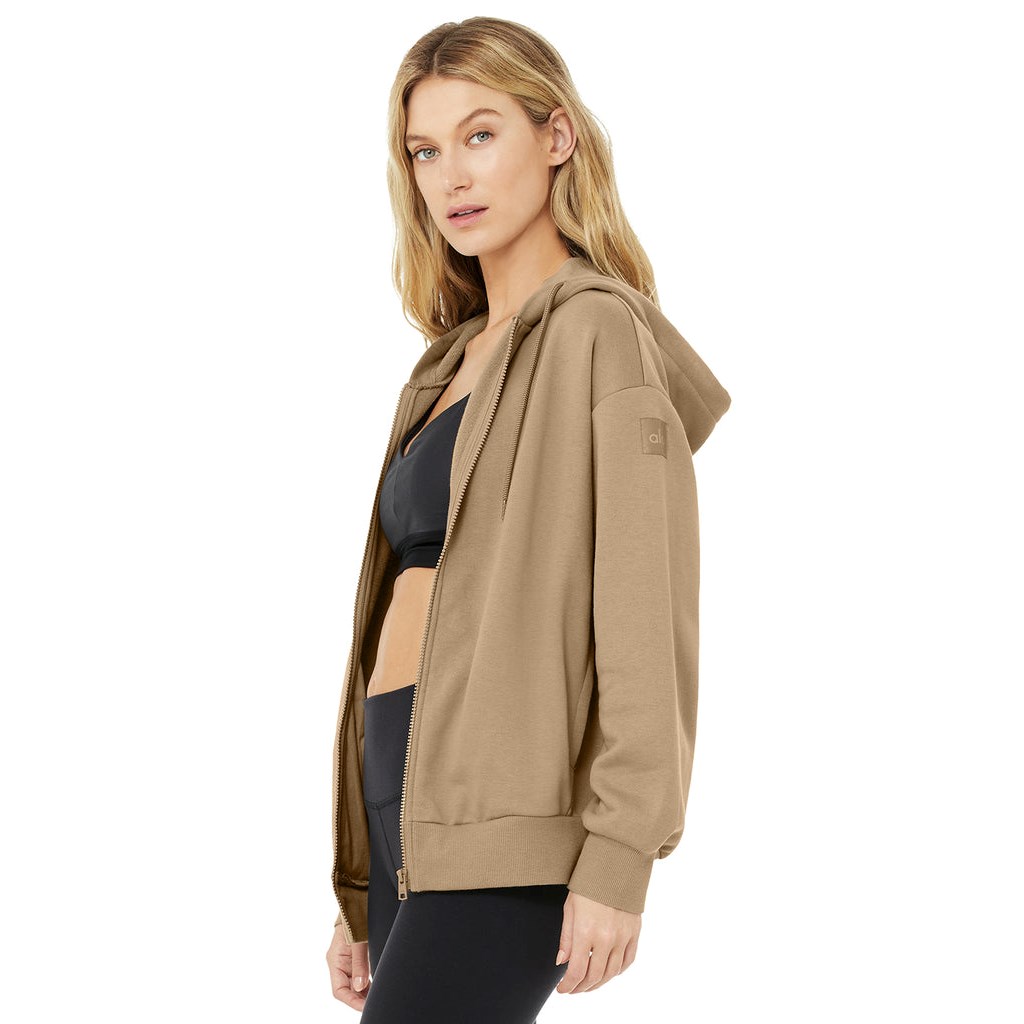 Chaquetas Alo Yoga Hype Full Zip Mujer Beige | BJCZ18704