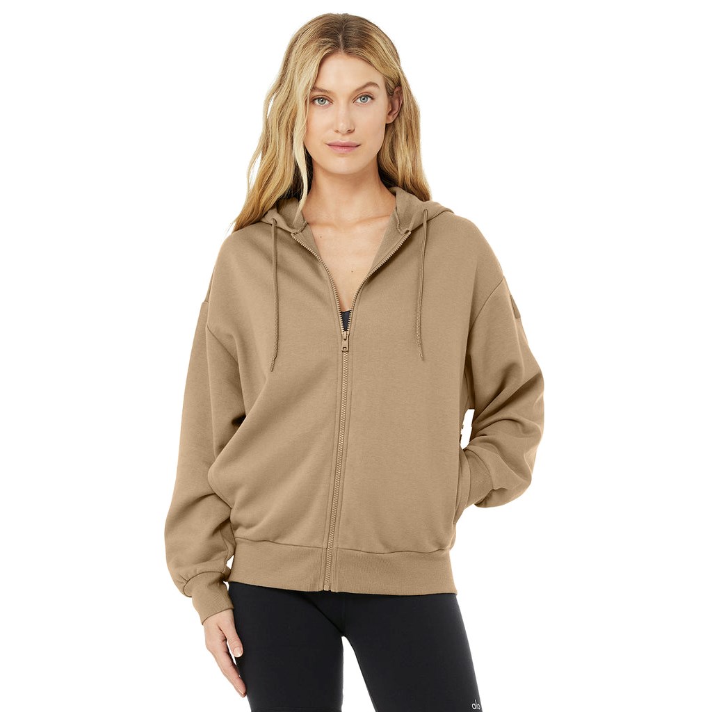 Chaquetas Alo Yoga Hype Full Zip Mujer Beige | BJCZ18704