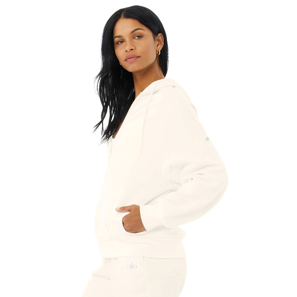 Chaquetas Alo Yoga Hype Full Zip Mujer Blancos | ZPWS26918