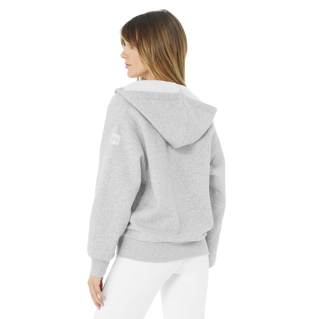 Chaquetas Alo Yoga Hype Full Zip Mujer Grises | HNCA56284