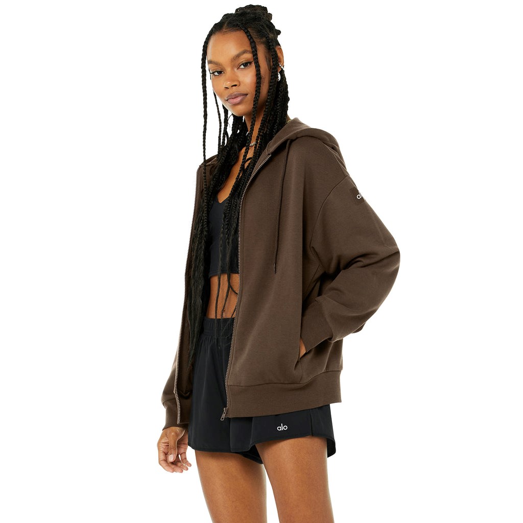 Chaquetas Alo Yoga Hype Full Zip Mujer Marrom | EKAB35471