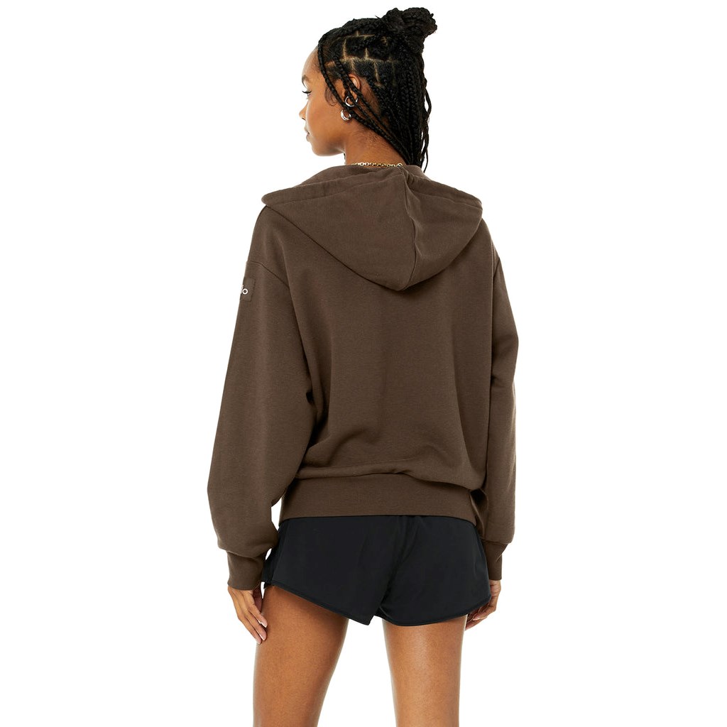 Chaquetas Alo Yoga Hype Full Zip Mujer Marrom | EKAB35471