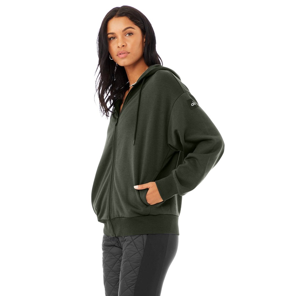 Chaquetas Alo Yoga Hype Full Zip Mujer Verdes | LIGB85016