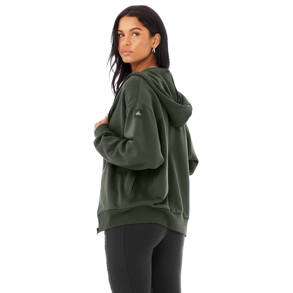 Chaquetas Alo Yoga Hype Full Zip Mujer Verdes | LIGB85016