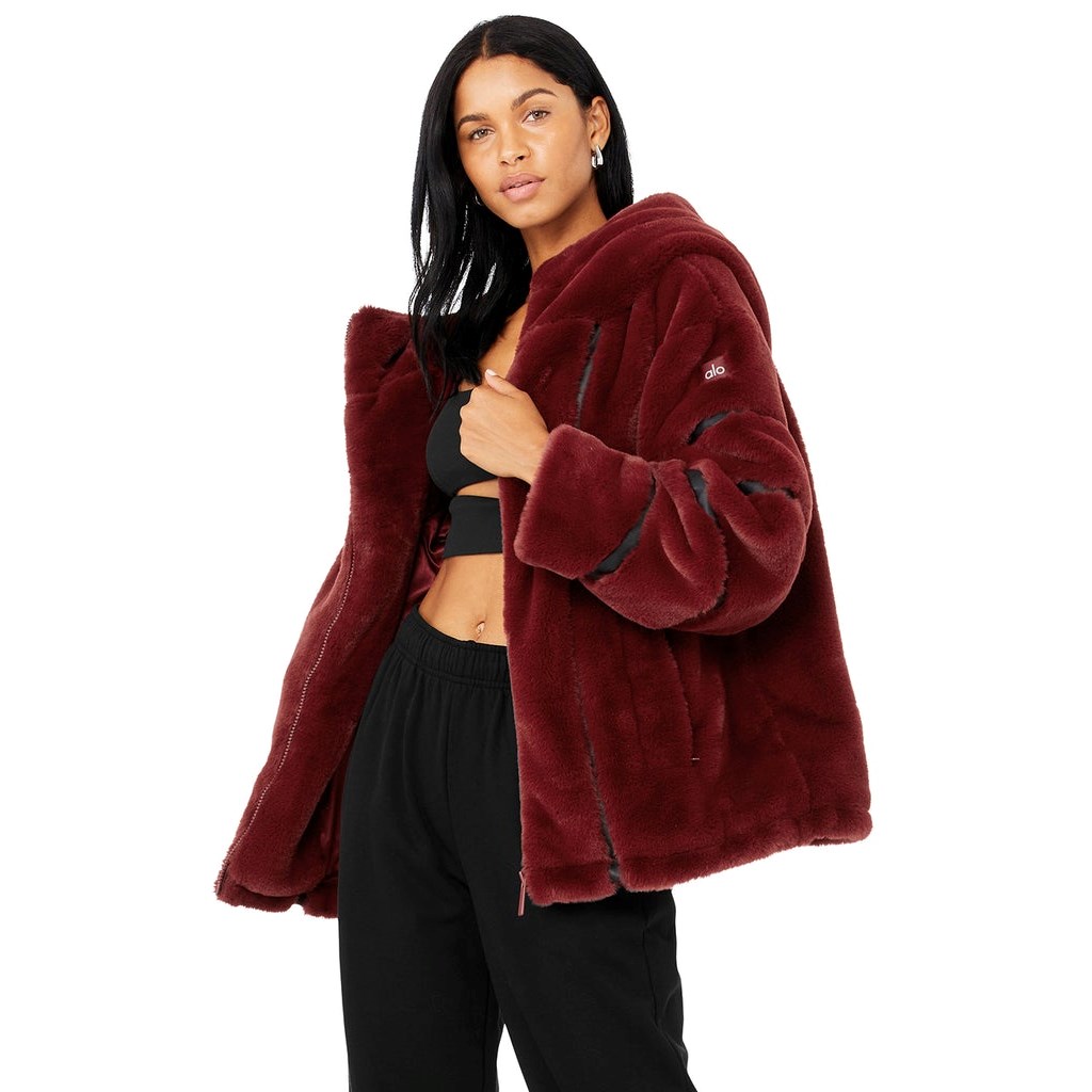 Chaquetas Alo Yoga Knock Out Faux Fur Mujer Rojos | AEDB59418