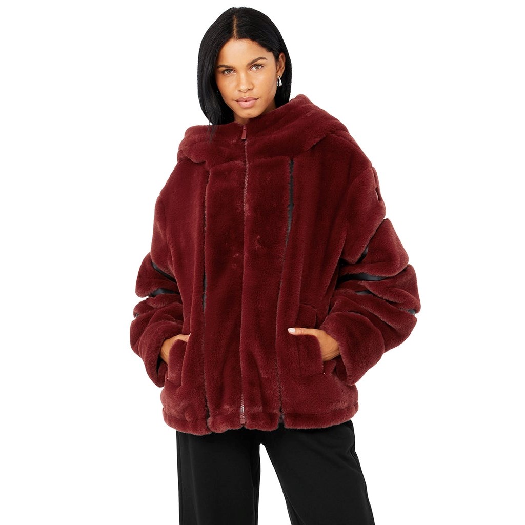 Chaquetas Alo Yoga Knock Out Faux Fur Mujer Rojos | AEDB59418