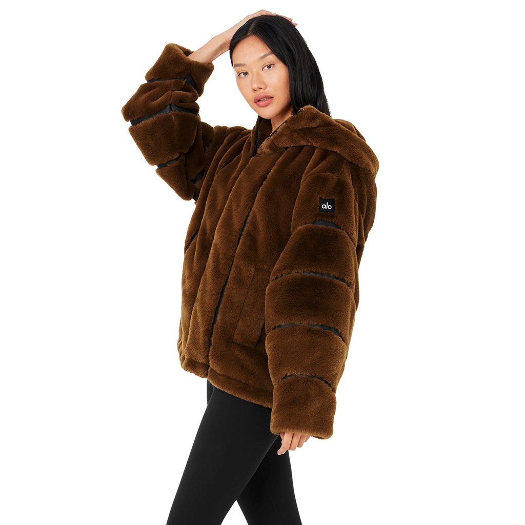 Chaquetas Alo Yoga Knock Out Faux Fur Mujer Marrom | LUPB62935