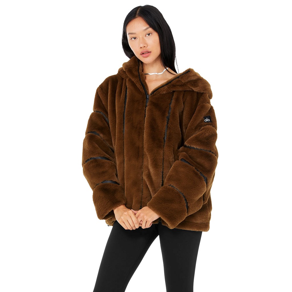 Chaquetas Alo Yoga Knock Out Faux Fur Mujer Marrom | LUPB62935