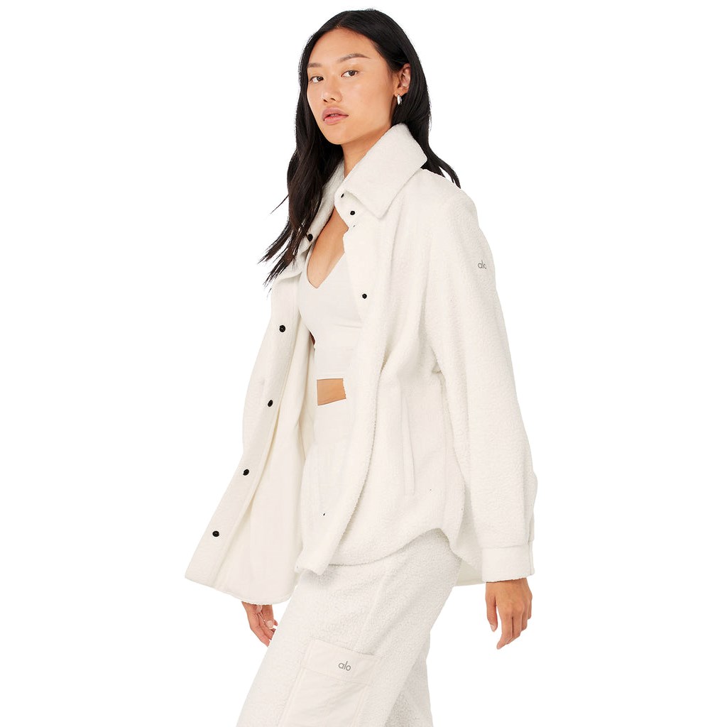 Chaquetas Alo Yoga Micro Sherpa Envy Shacket Mujer Blancos | TPJW97613